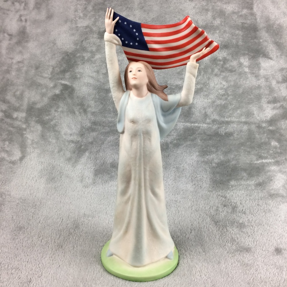 Laszlo Ispanky Porcelain Figurine Spirit‎ of Freedom 13 inch Girl with Flag